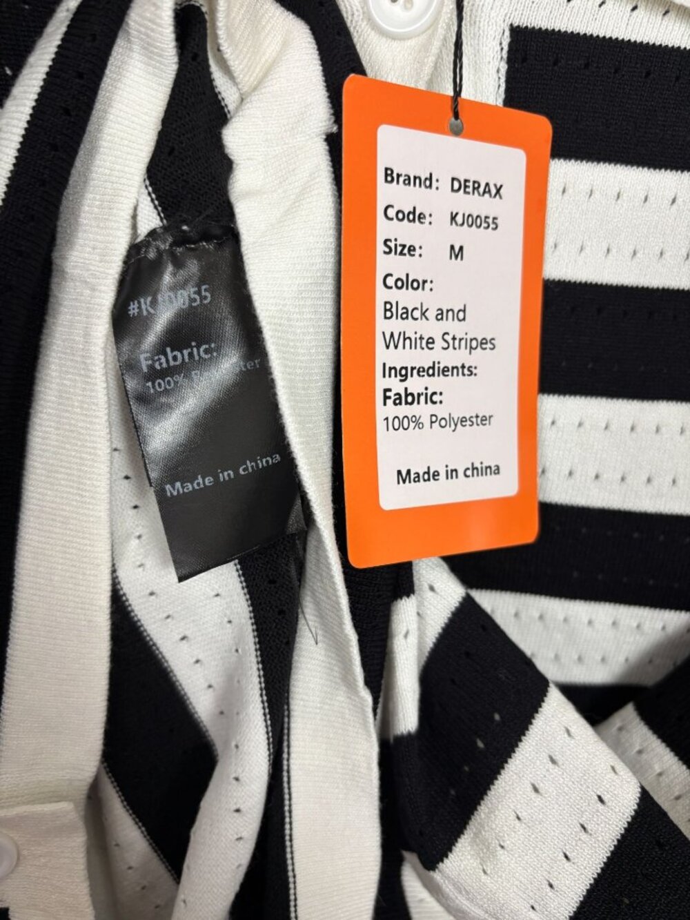 Derax Women's 2-Piece Set Striped Black & White Long Sleeve & Wide Leg Med NWT - Picture 5 of 8